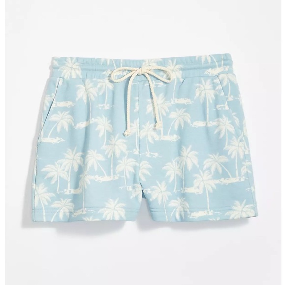 Lou & Grey Palm Tree Terry Drawstring Shorts Sz S - Picture 1 of 10